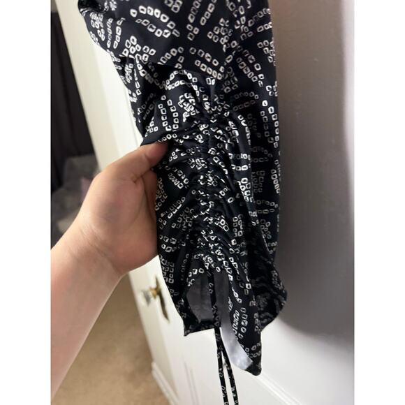 Lands' End Tankini Top Women's 10P Ruched Flattering Black White Halter Padded - Picture 3 of 8